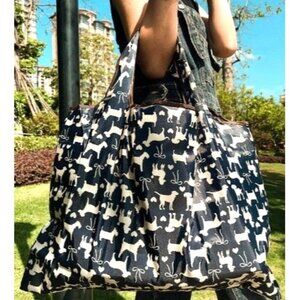 Dogs Shopping Bag Tote Large Navy Beige